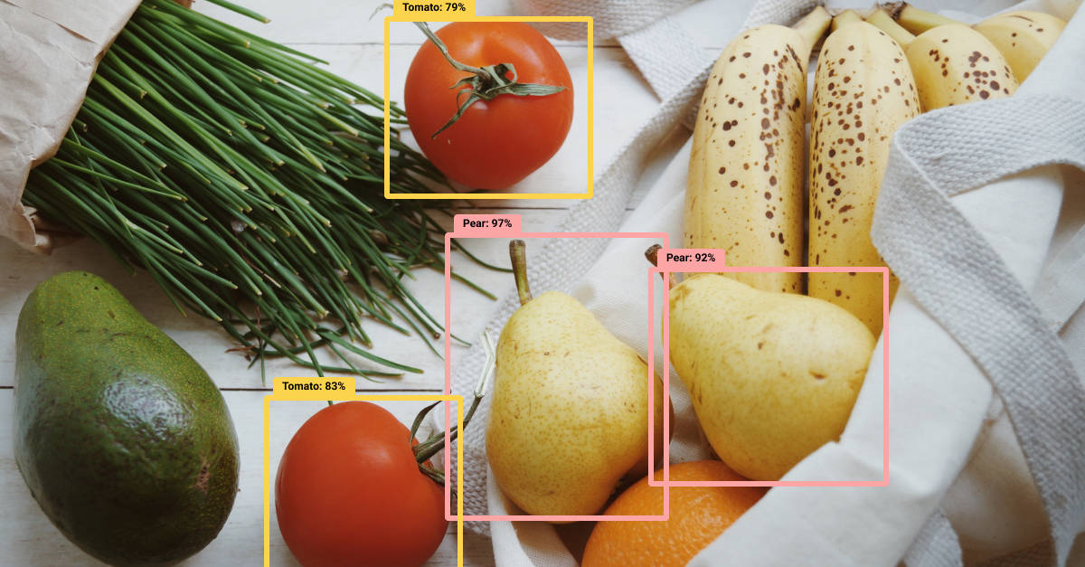 Photo of object recognition that recognises fruit.